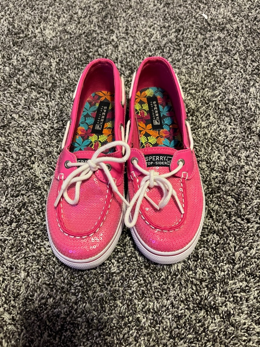 Sperry Kids Hot Pink Sequin Boat Shoes